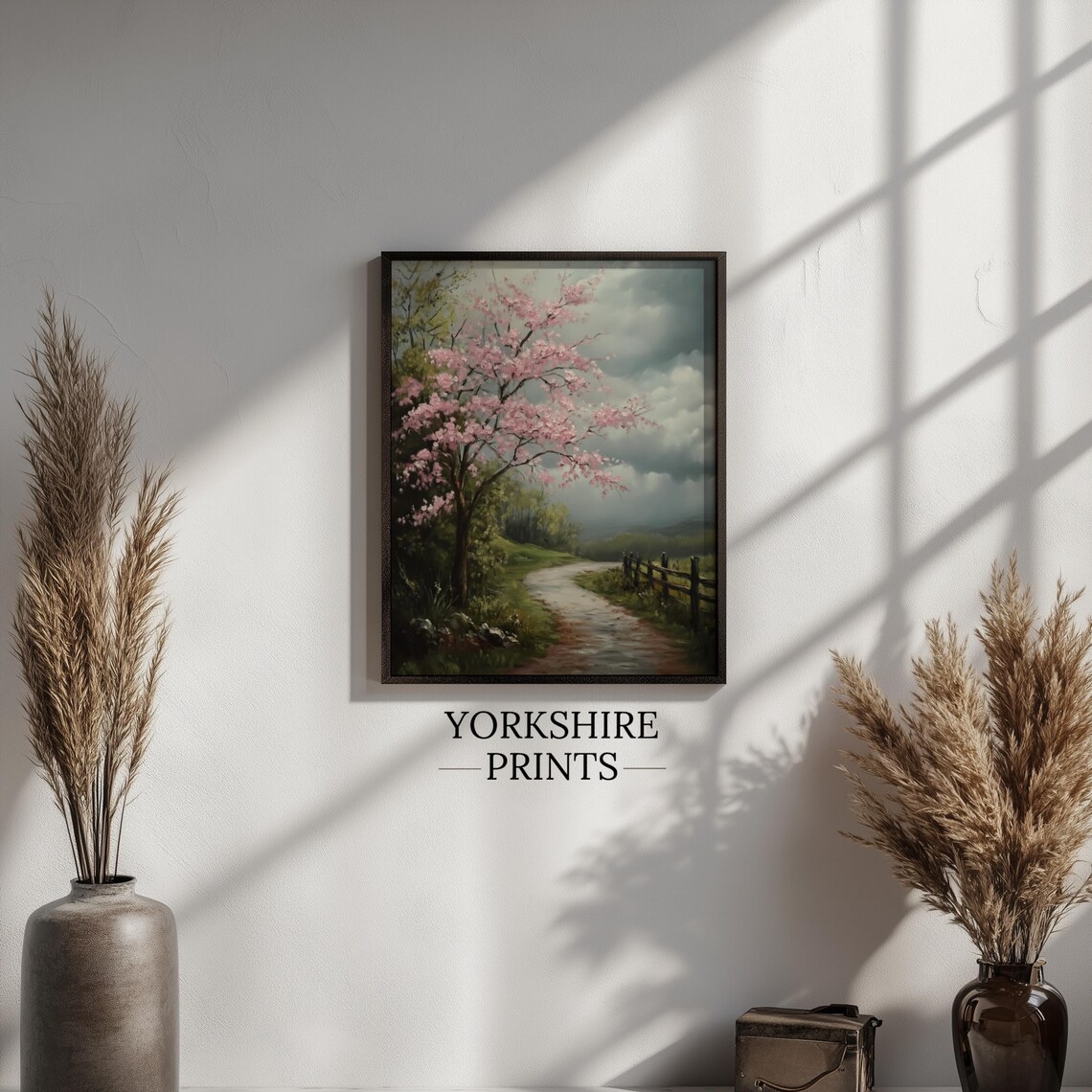 Cherry Blossom Pathway, Rustic Cottagecore Art Print - Image 2