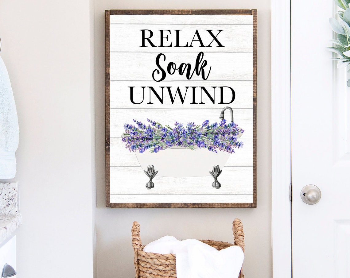 Lavender Clawfoot Bathtub Relax Soak Unwind Bathroom Decor Poster