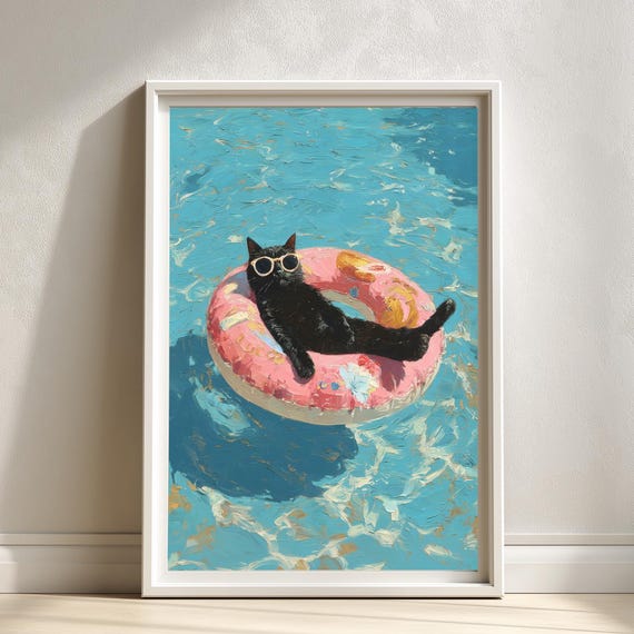 Black Cat By The Sea Art Print
