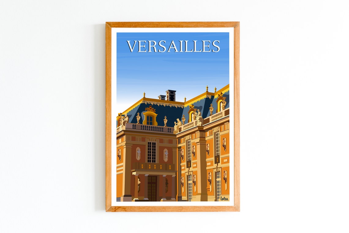 Versailles Palace France Golden Vintage Travel Wall Decor Poster