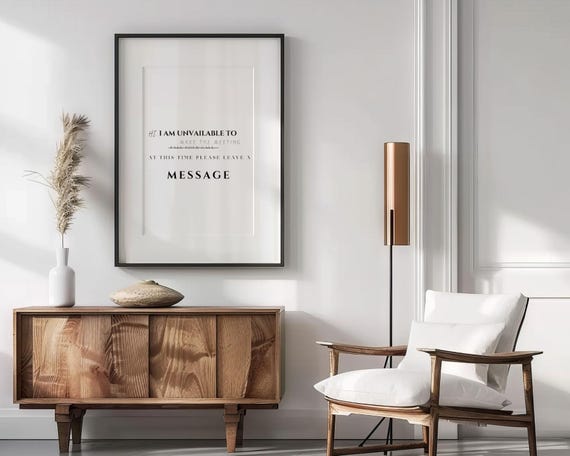 Im Unavailable To Take This Meeting Funny Office Quotes Wall Print Minimalist Quote Wall Art Prints Wall Art