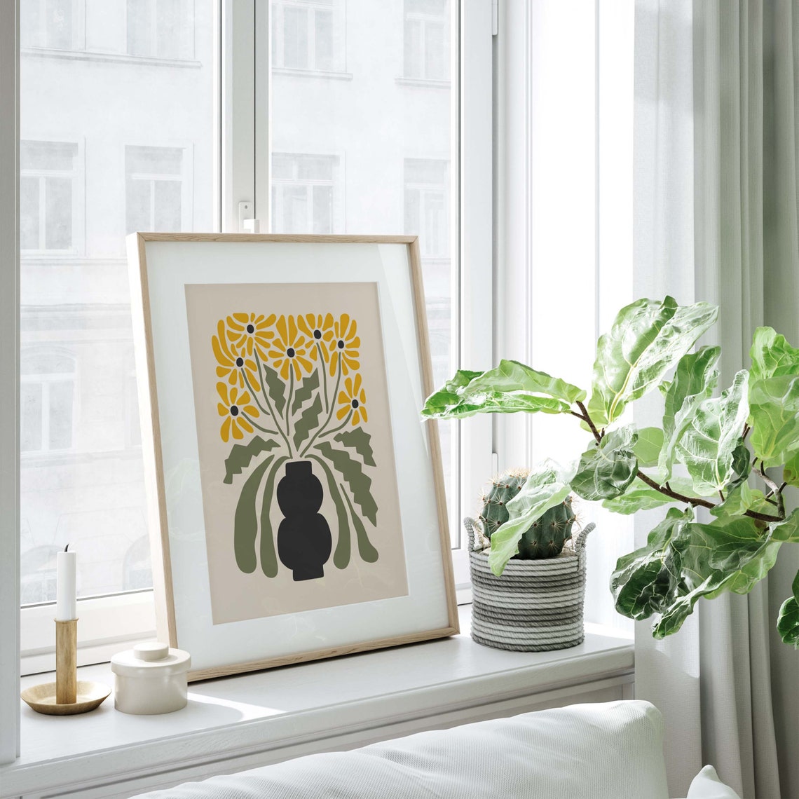 Yellow Flower Mid-Century Minimalist Art Print - Image 2