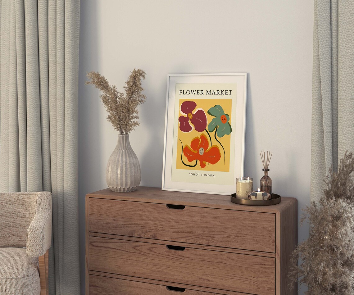 Flower Market Print Yellow Print Wall Art Orange Flower Print Flower Market Floral Print Instant Flower Print - Image 4