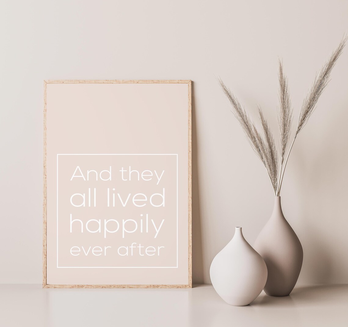 And They All Lived Happily Ever After Minimal Blush Quote Poster - Image 2