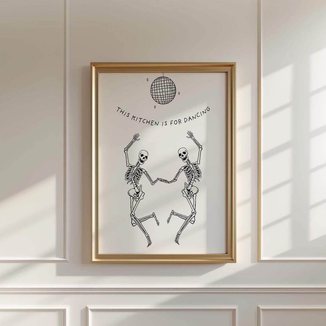Skeleton Disco Print Halloween Kitchen Poster Wall Art