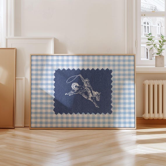 Vintage Striped Cowboy Rodeo Print, Western Nursery Decor