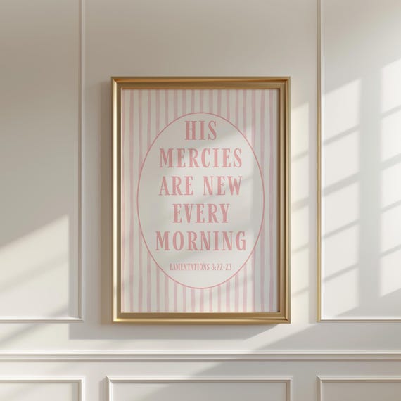 Pink Bible Verse Print, Lamentations Scripture Art