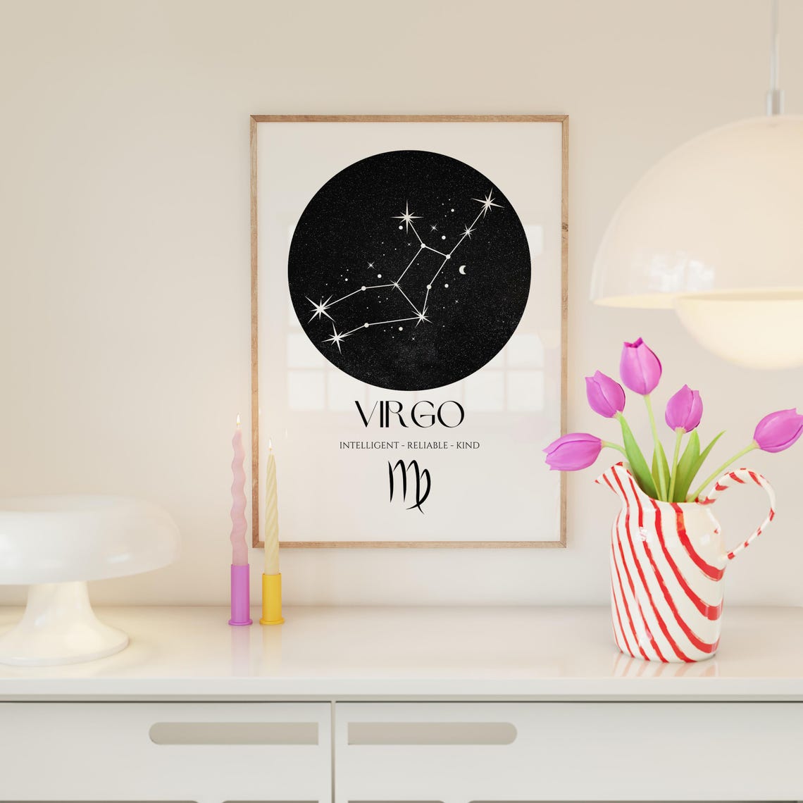 Virgo Zodiac Constellation Star Sign Night Sky Astrology Poster - Image 2