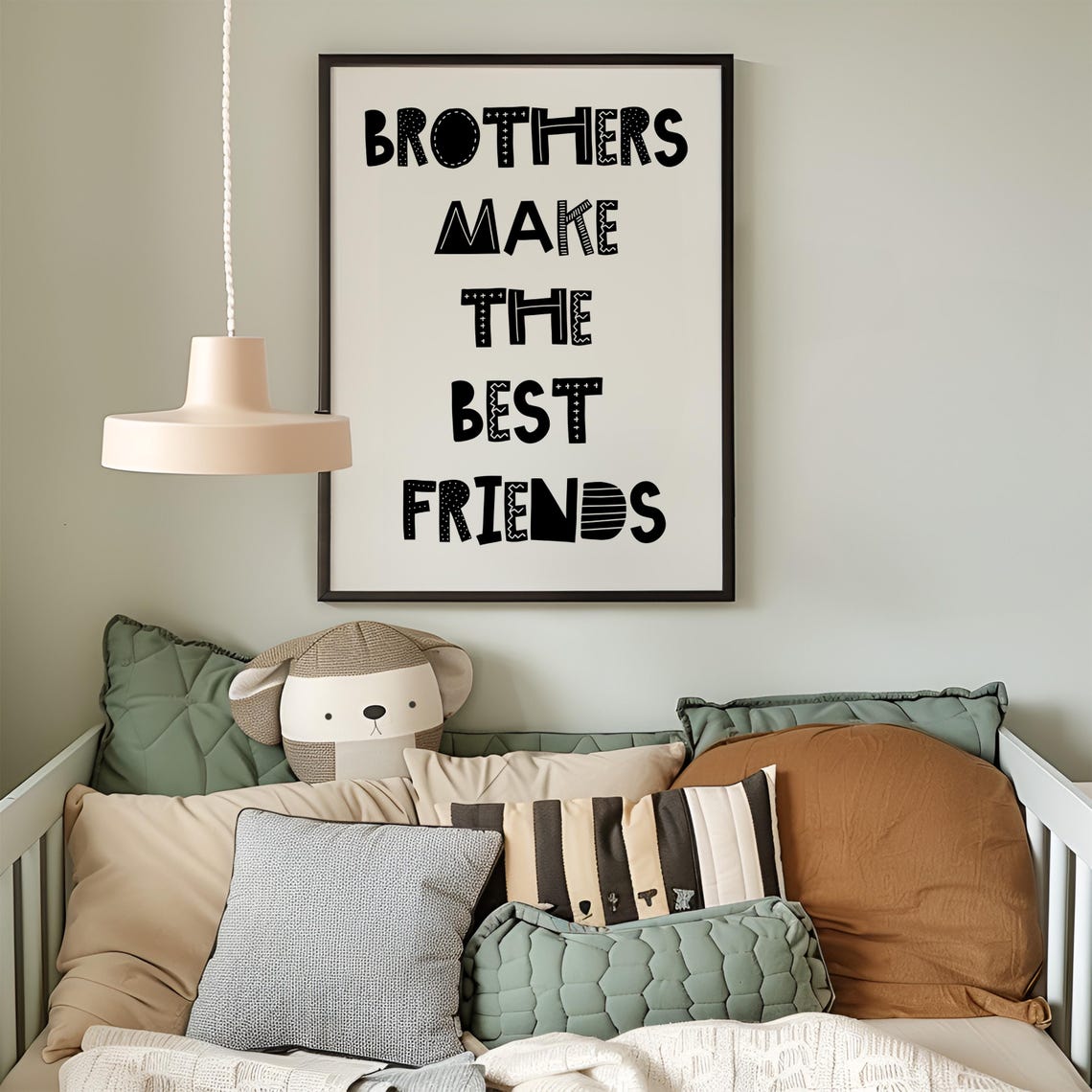 Brothers Make The Best Friends Poster Playful Letters Boys Bedroom