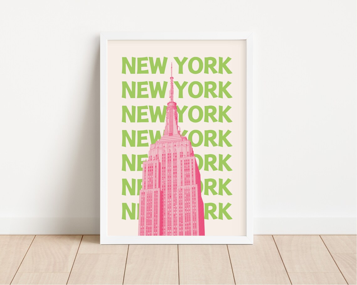 New York City Retro Travel Poster, Empire State Building - Image 2
