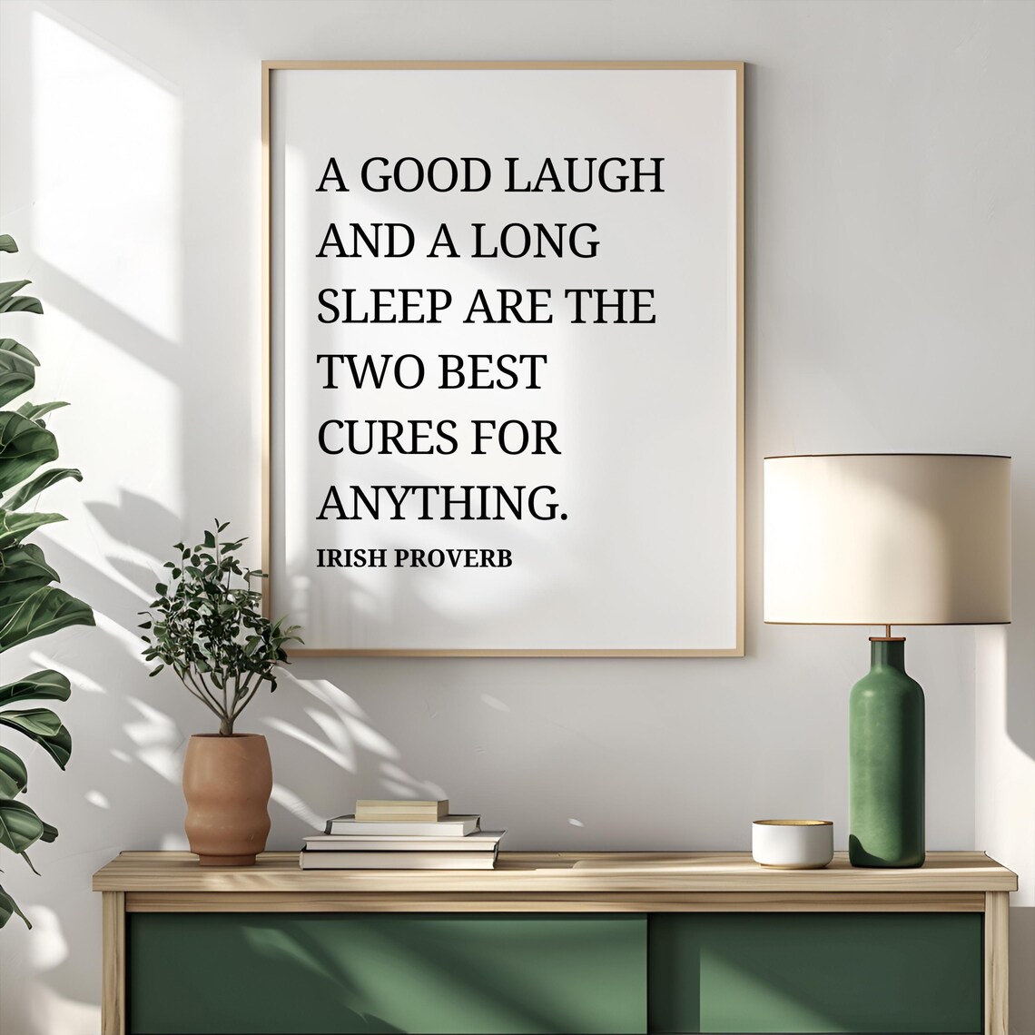 A Good Laugh And A Long Sleep Irish Proverb Typography Quote Poster