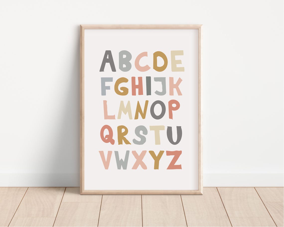 Boho Alphabet Wall Art Abc Educational Print Baby Room Decor Nursery Room Wall Decor Playroom Wall Decor Classroom Print - Image 3