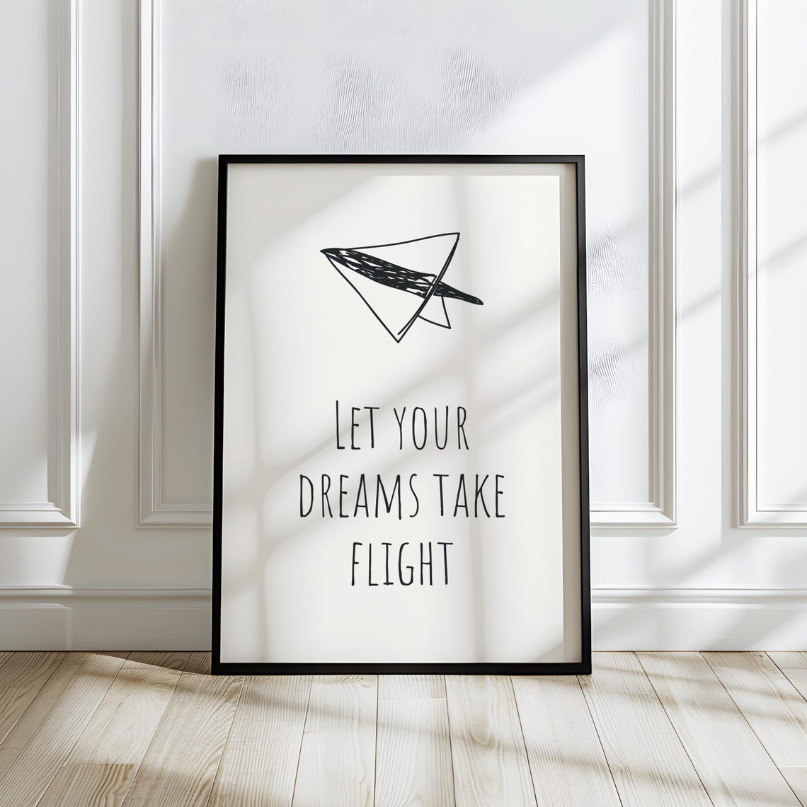 Let Your Dreams Take Flight Paper Plane Quote Poster for Kids Rooms