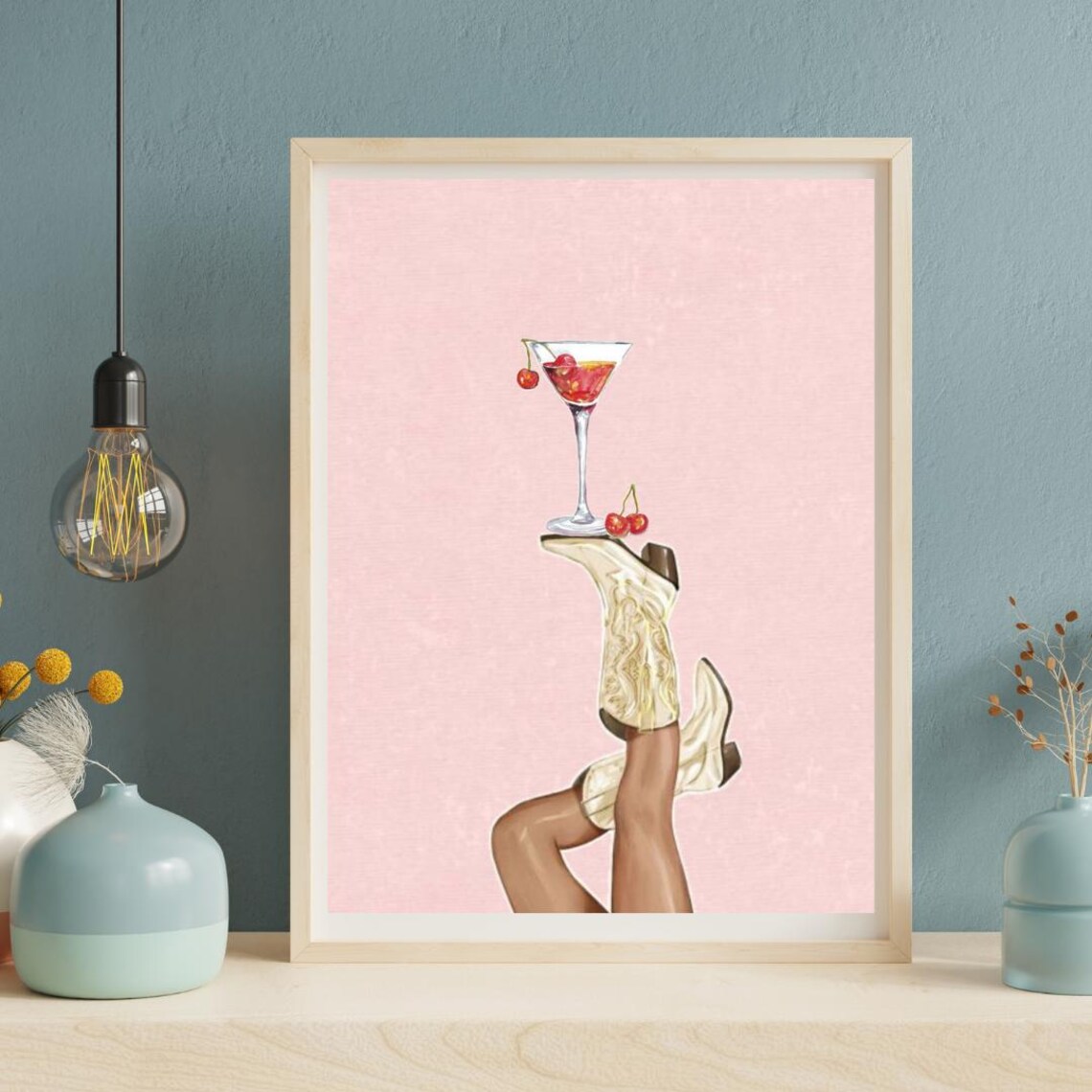 Cowgirl Boots Cocktail Poster Print, Western Decor