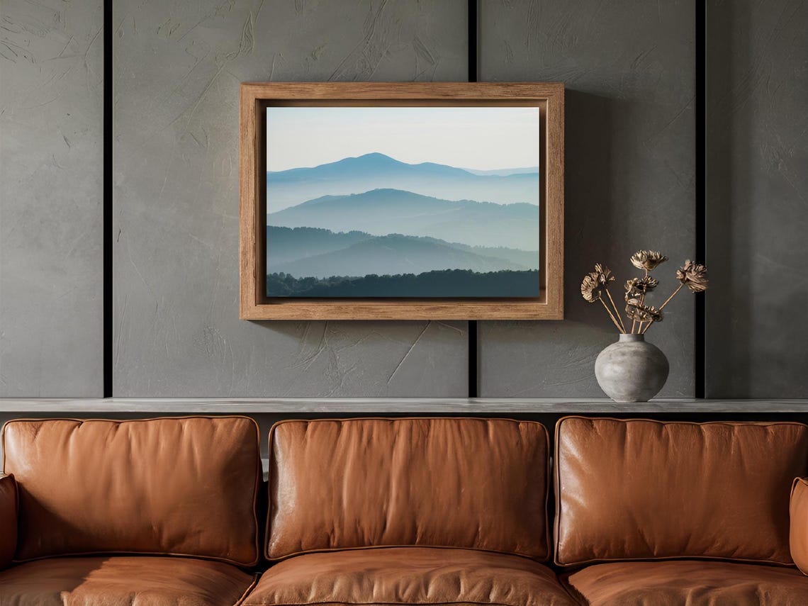 Blue Mountain Layers Wall Art Misty Landscape Print Tranquil Nature Poster Serene Decor - Image 3