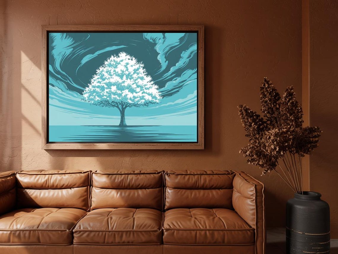 Solitary Tall Tree Minimalistic Art Print Nature Decor Wall Room