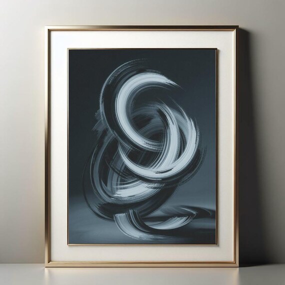 Monochrome Energy Abstract Brushstroke Wall Art
