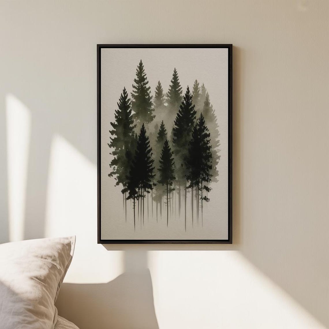 Misty Pine Forest Minimalist Nature Wall Art - Image 2