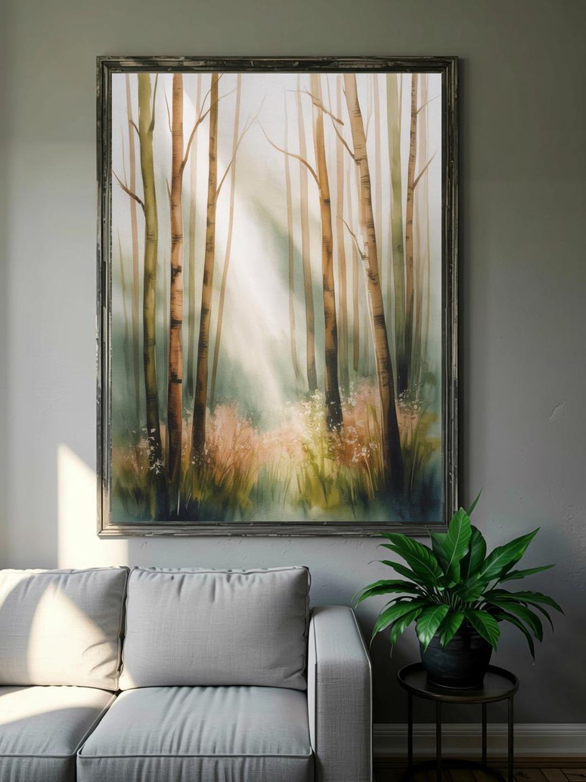 Morning Light In Birch Forest Nature Wall Art - Image 3