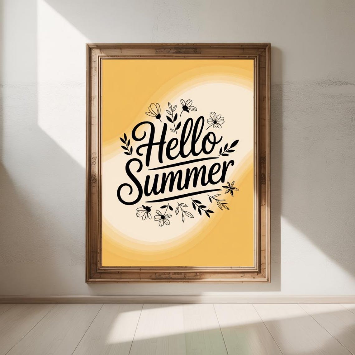 Hello Summer Script Typography on Sunny Yellow Gradient Poster - Image 2
