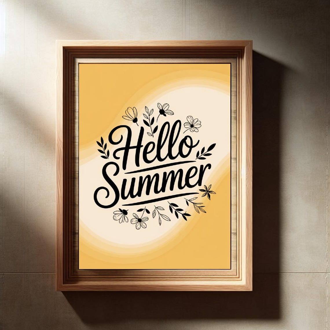 Hello Summer Script Typography on Sunny Yellow Gradient Poster - Image 3