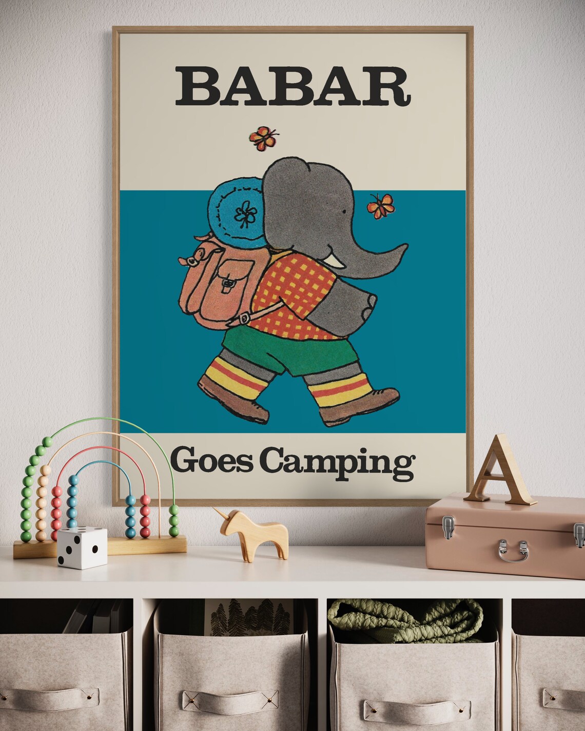 Babar The Elephant Retro Nursery Decor, Art Print - Image 4