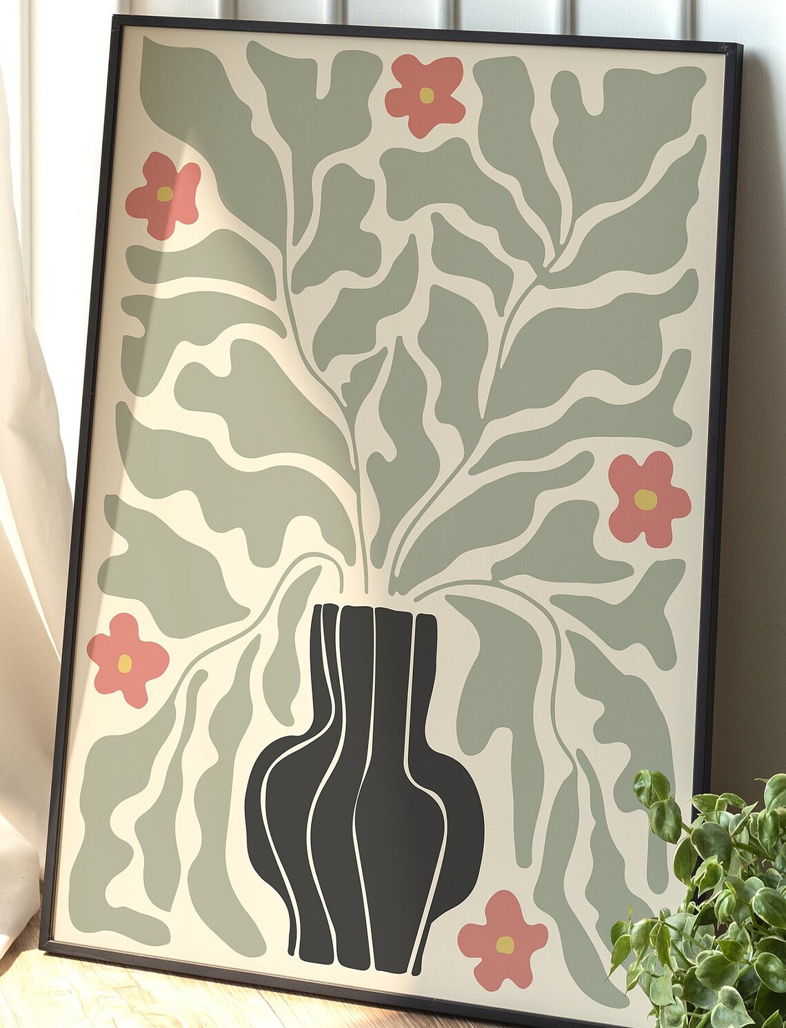 Botanical Floral Illustration, Minimalist Boho Decor - Image 2