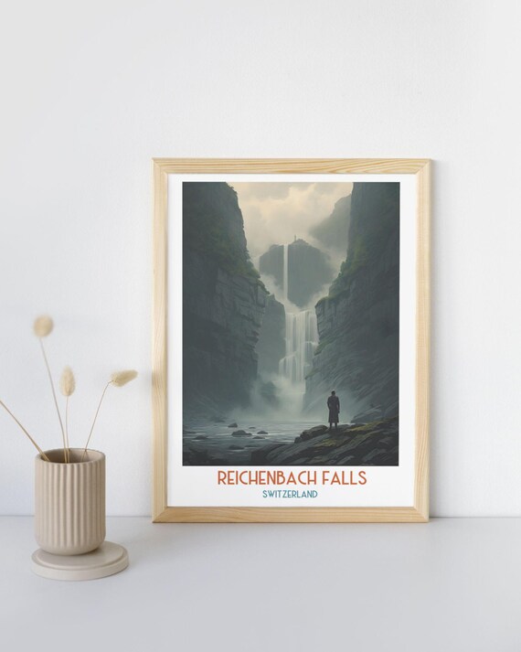 Reichenbach Falls Switzerland Moody Waterfall Gorge Art Print