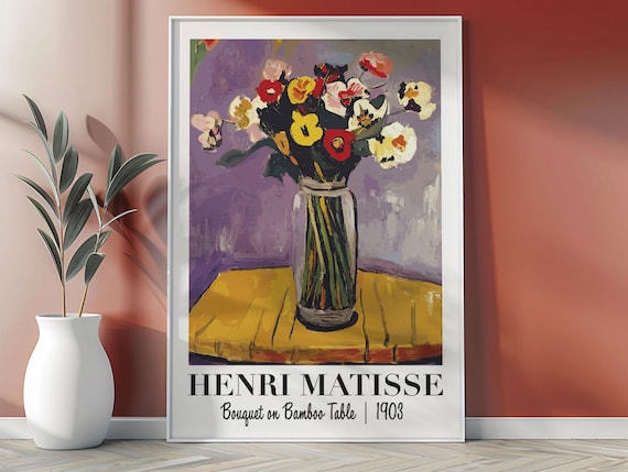 Henri Matisse Bouquet on Bamboo Table 1903 Floral Art Poster