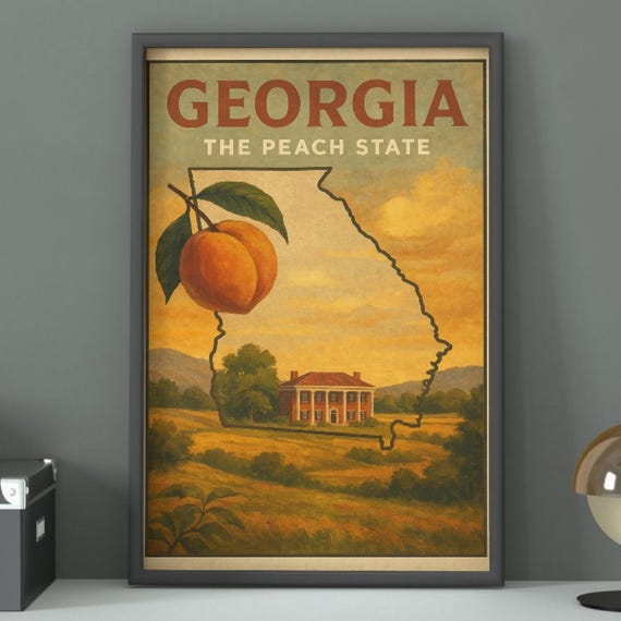 Georgia Travel Poster Vintage Peach State Art Print