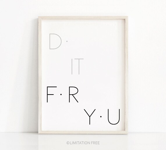 Do It For You Stacked Letter Minimalist Motivational Quote Wall Art Poster