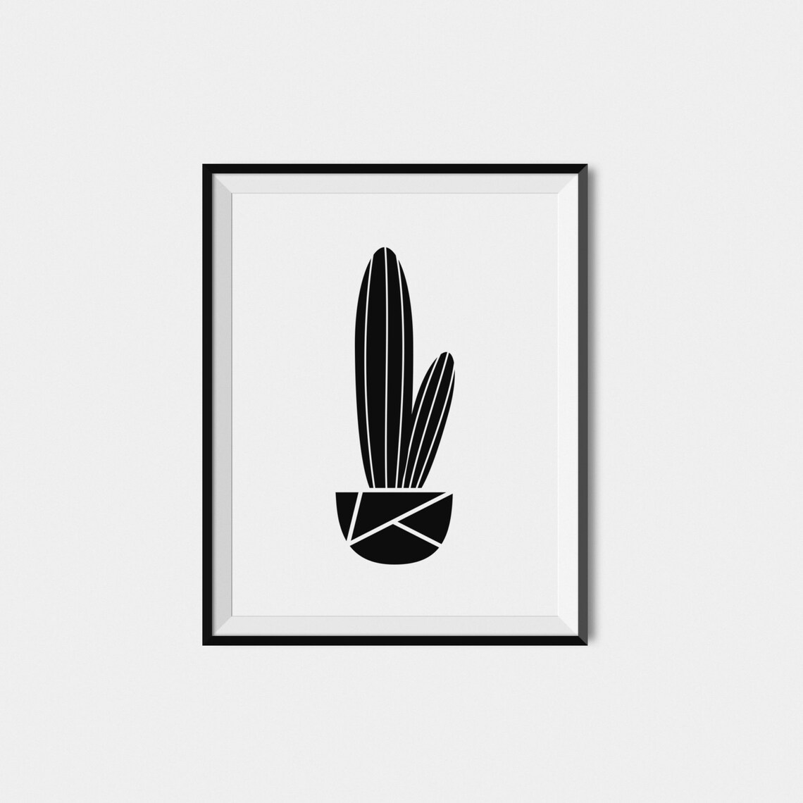 Cactus Black and White Modern Wall Art Poster - Image 2