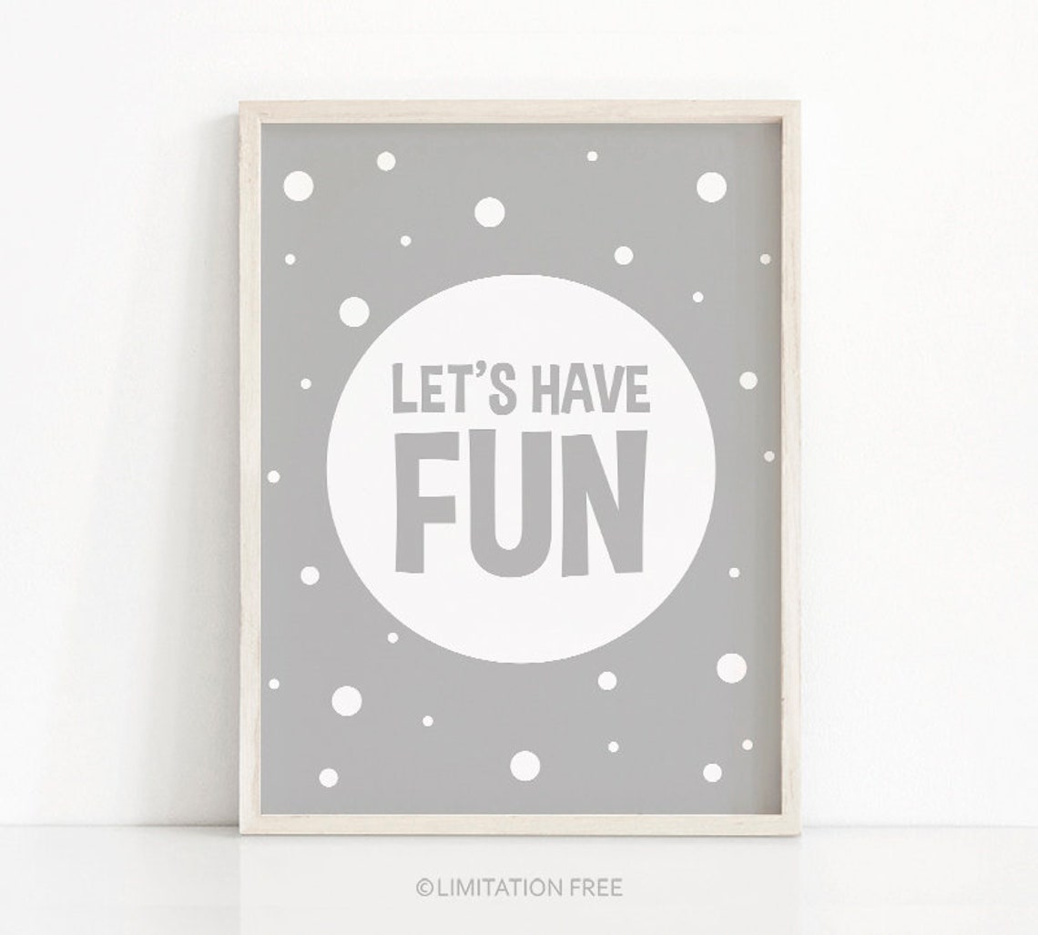 Panda Bear Lets Have Fun Nursery Wall Art Grey White Kids Print - Image 4