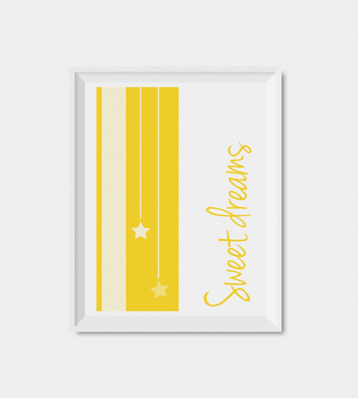 Sweet Dreams Yellow Stripes And Stars Baby Nursery Wall Poster Decor - Image 2
