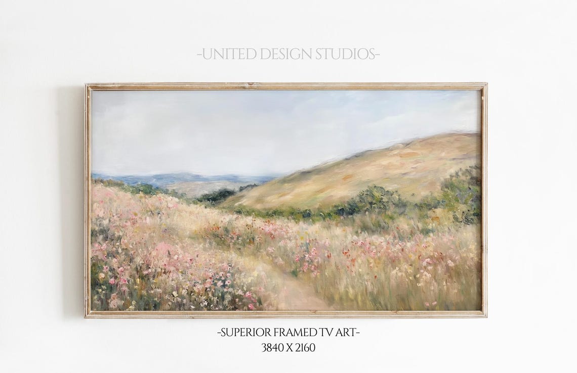 Wildflower Meadow Path Rolling Hills Spring Landscape Poster