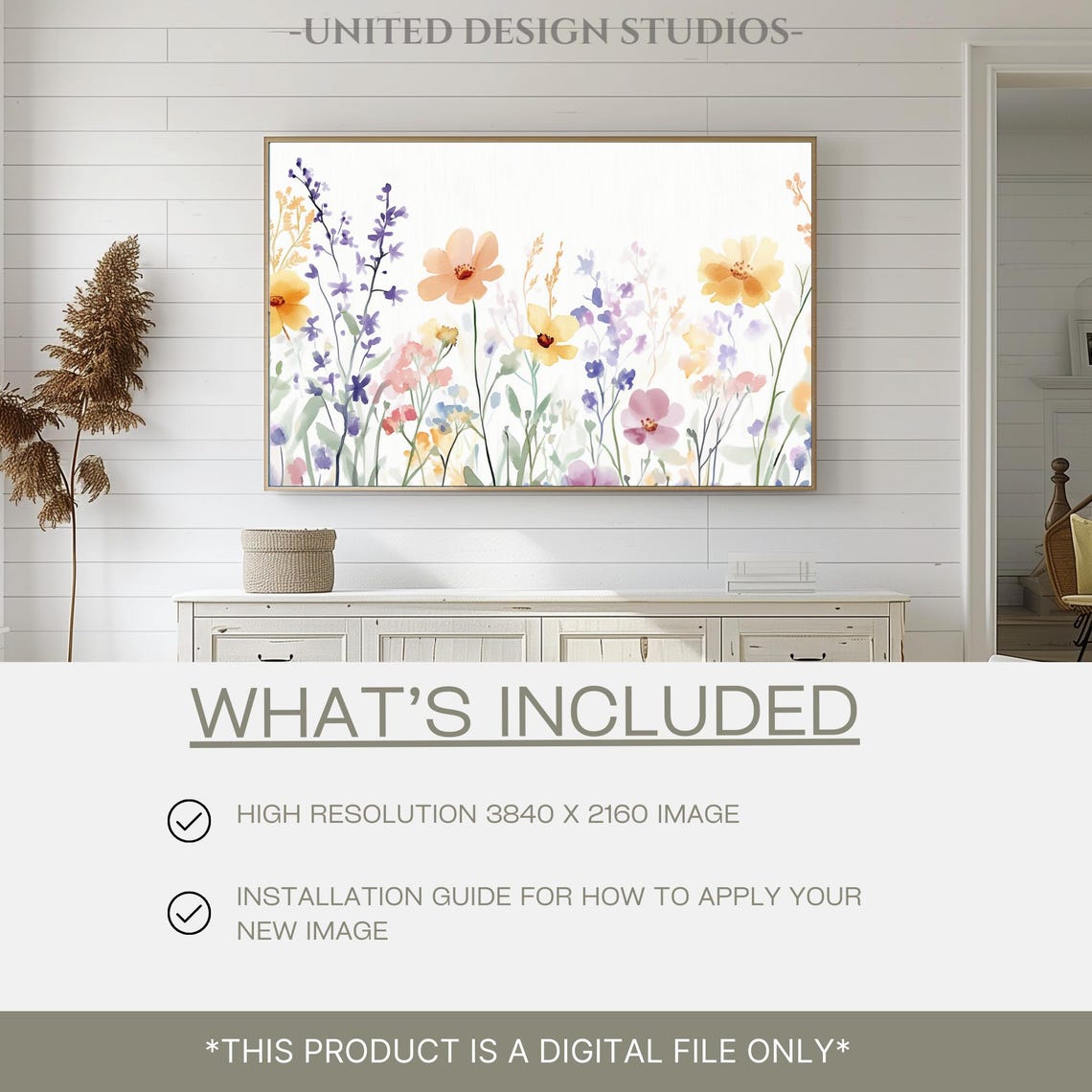 Pastel Wildflowers Watercolor Spring Meadow Botanical Wall Art - Image 2