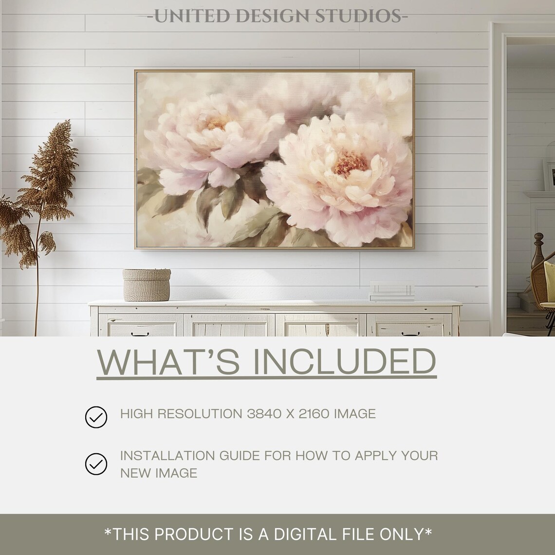 Blush Cream Peonies Soft Neutral Floral Oil Painting Art Poster - Image 2