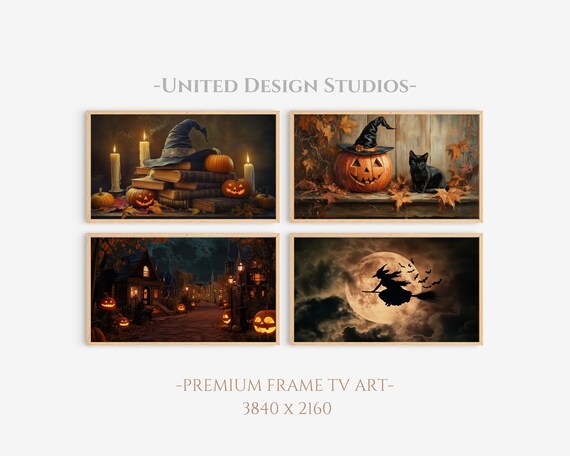 Halloween Bundle Four Spooky Vintage Paintings Frame TV Art Print