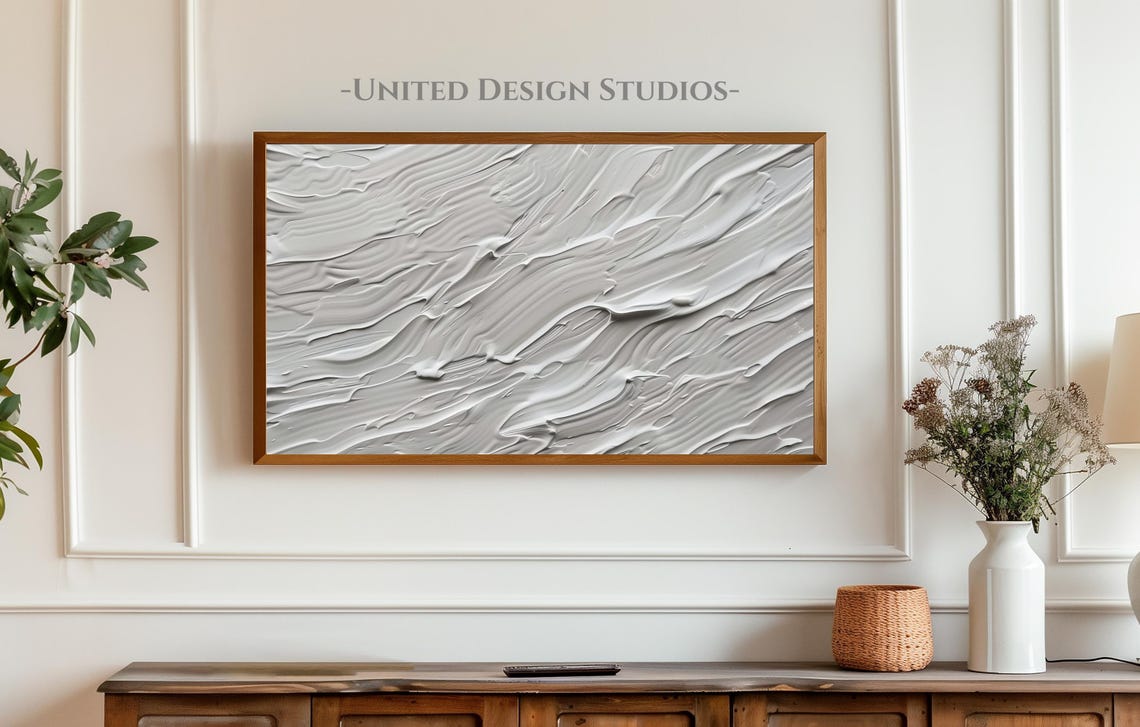 Gray Abstract Textured Brushstroke Waves Modern Minimalist Art Poster - Image 4