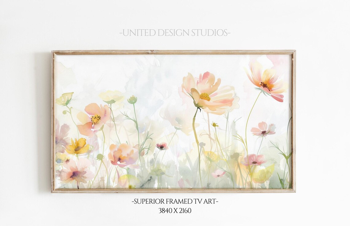 Spring Wildflower Field Art Print, Country Flowers