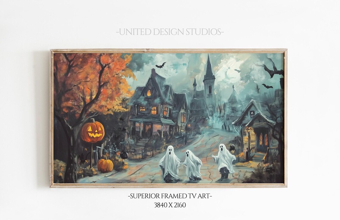 Halloween Town Halloween Art Print, Spooky TV Art
