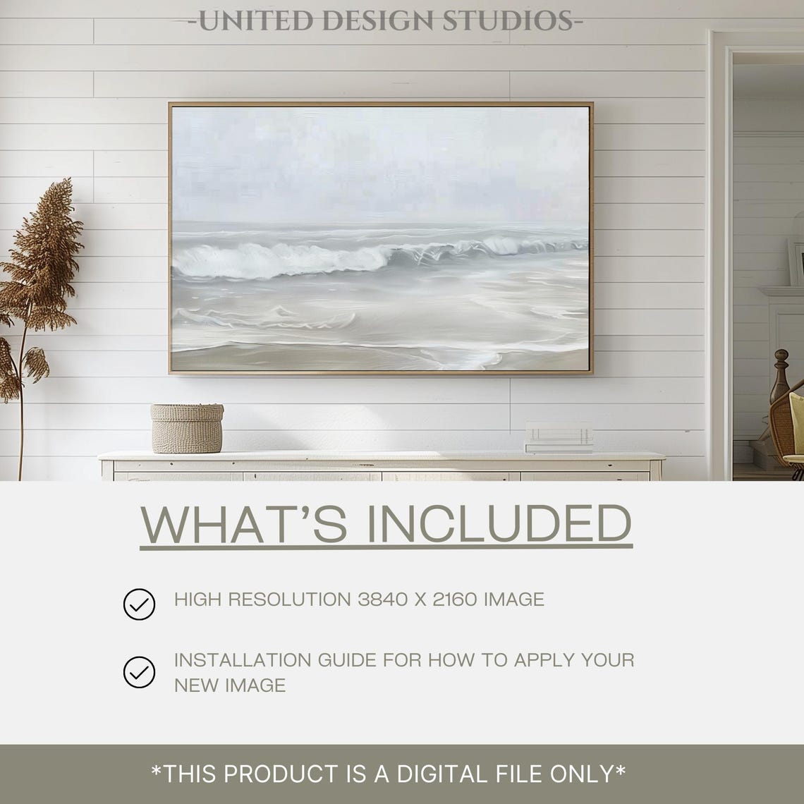 Gray Ocean Waves Minimalist Beach Neutral Coastal Seascape Poster - Image 2