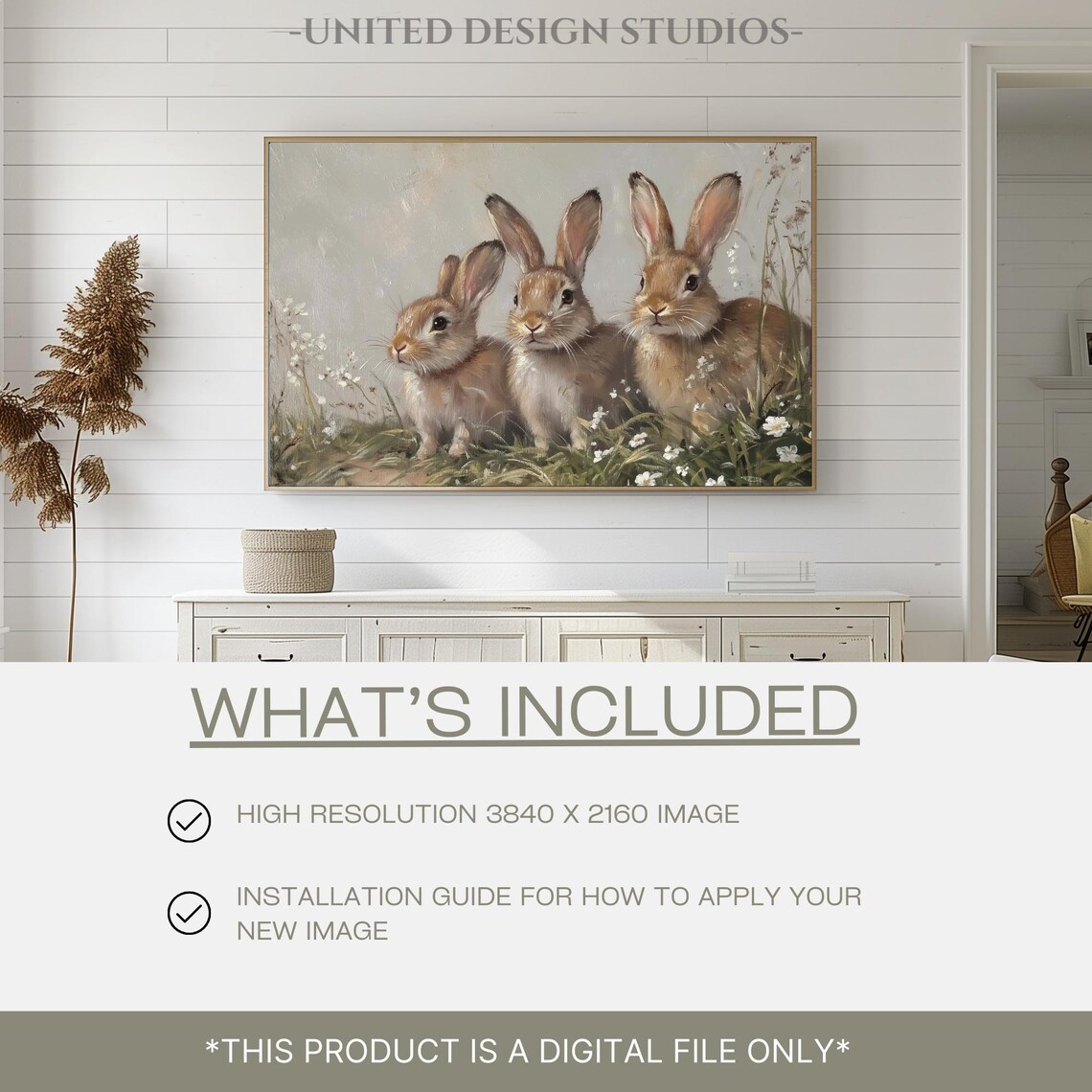 Neutral Spring Rabbit Painting, Easter Decor - Image 2