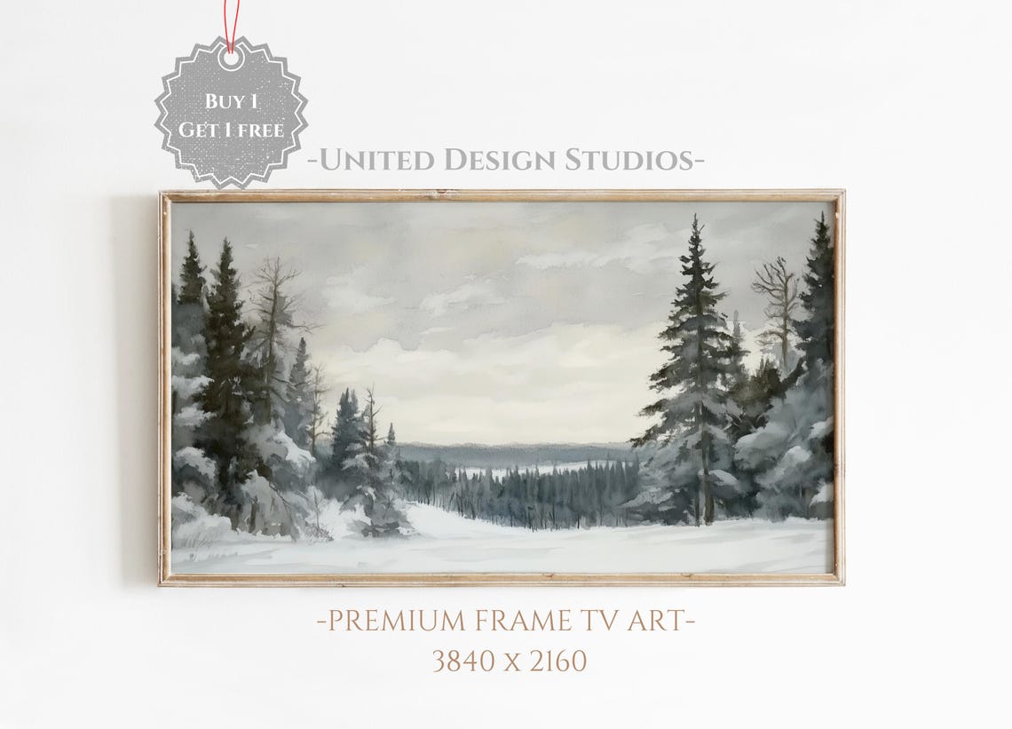 Winter Frame Tv Art Snowy Forest Painting Winter Landscape Tv Art Winter Farmhouse Tv Art Frame Tv Art Christmas
