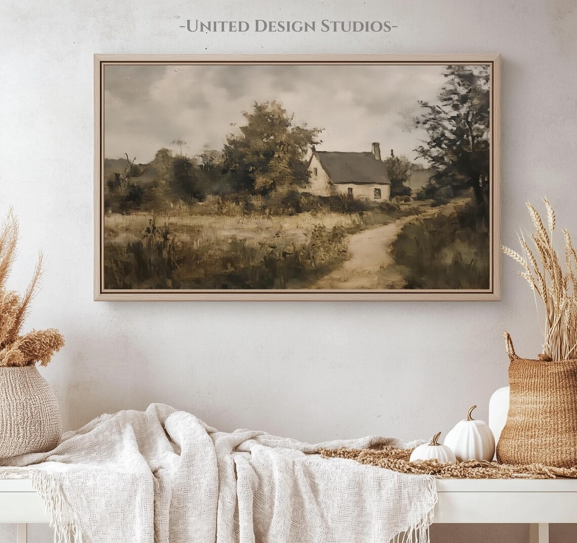 Fall Frame Tv Art Fall Cottage Oil Painting Tv Art Country Landscape Tv Art Farmhouse Decor Cottage Core Tv Art - Image 4