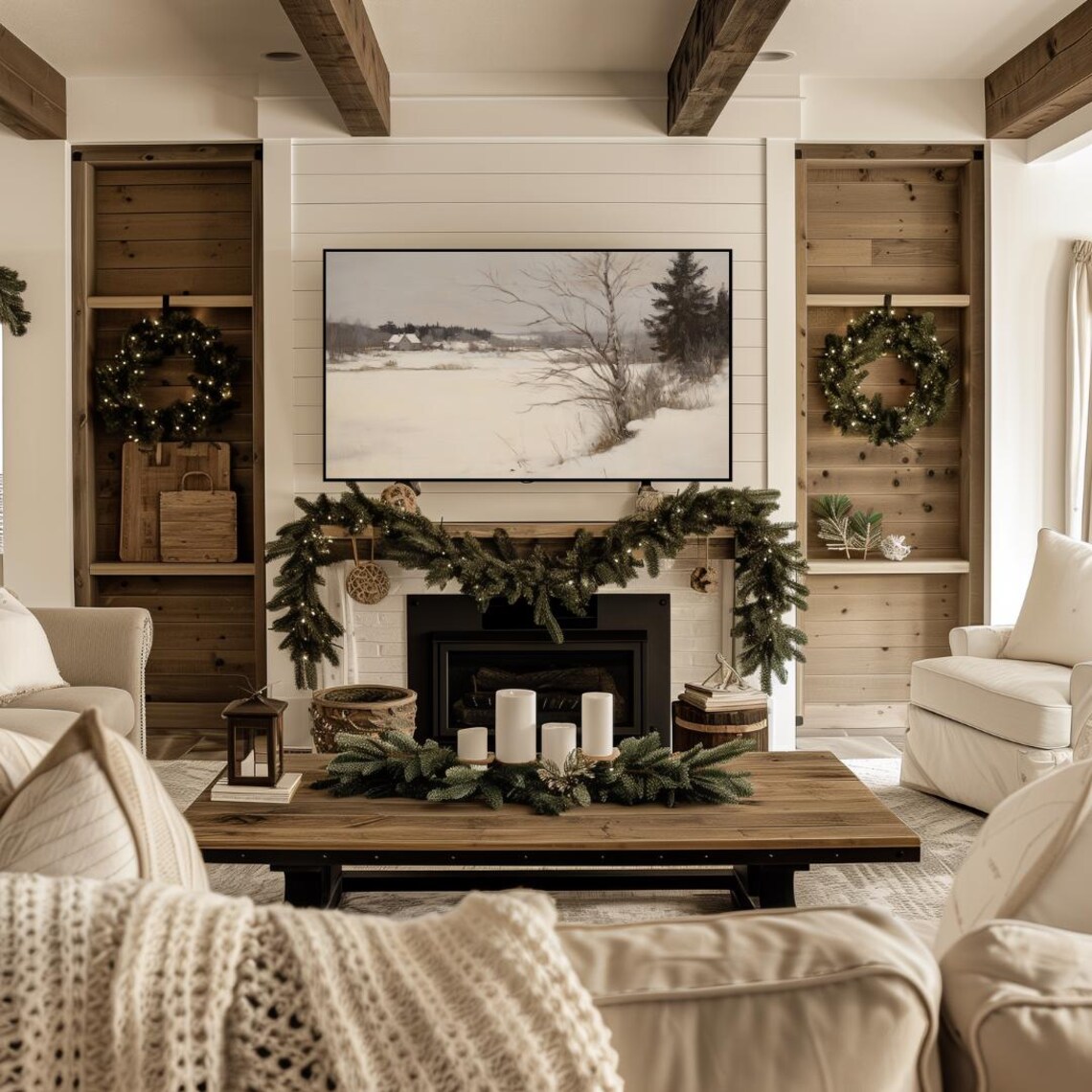 Winter Landscape Art Bundle Set of 4 Snowy Paintings Collection Poster - Image 4