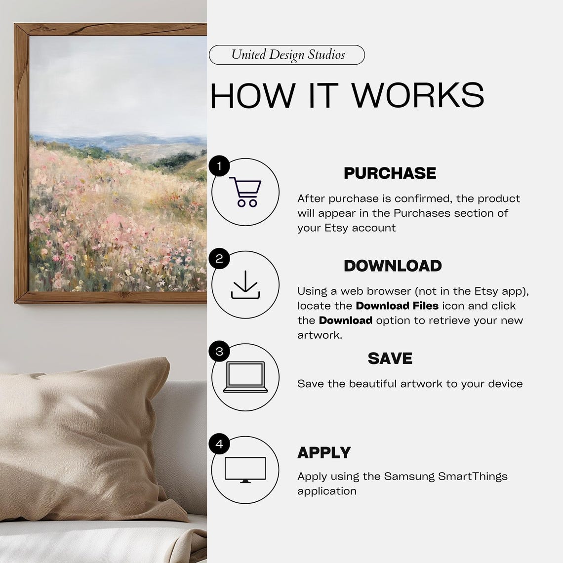 Wildflower Meadow Path Rolling Hills Spring Landscape Poster - Image 3