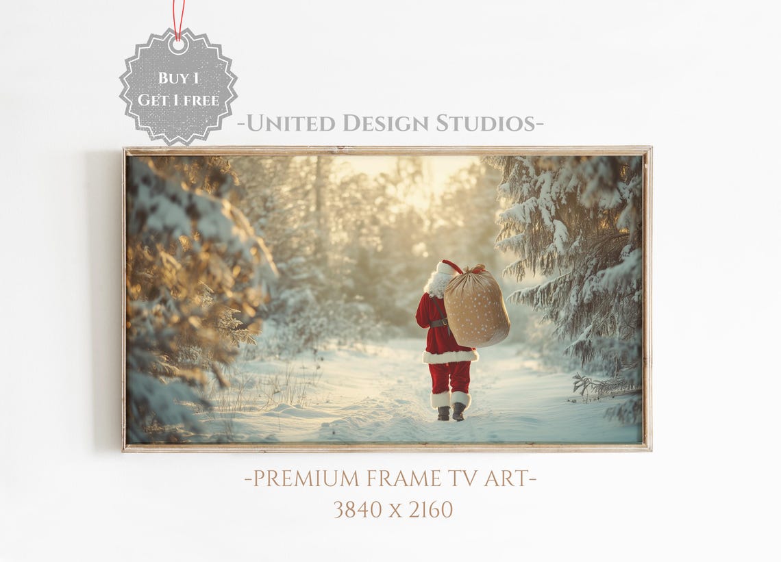 Christmas Frame Tv Art Santa Claus Art For Tv Neutral Christmas Farmhouse Tv Art Winter Frame Tv Art Holiday Frame Tv Art