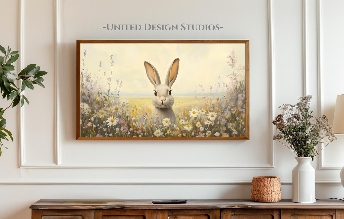 Cute Easter Bunny, Spring Wildflowers Art Print - Image 5