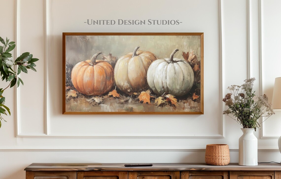 Fall Pumpkin Oil Painting, Autumn Farmhouse Art Print - Image 4